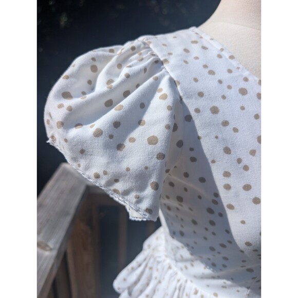 Vintage Square Dance Company Dress Tiered Polka Dot White Sweetheart Small - Picture 6 of 12